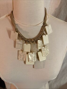 Women’s Ivory Statement Necklace with Layered Mother-of-Pearl acrylic Pendants